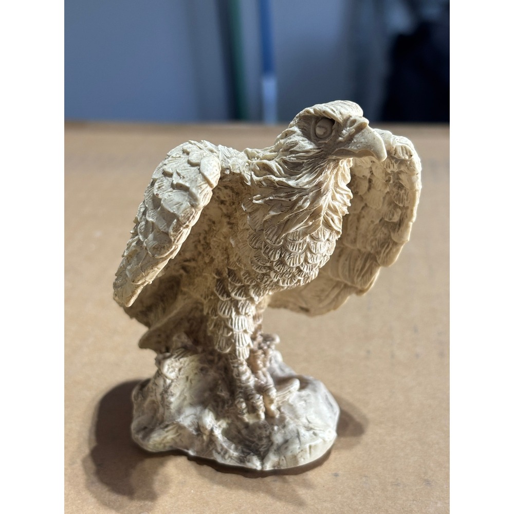 Vintage 2000 EJ 6 Eagle Figurine Faux Bone Resin Bird of Prey Sculpture 4 Inch